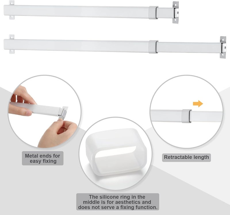 DoubleFill 4PCS sidelight curtain rods 8" - 12" flat curtain rod Sash Curtain Rods for Window Cupboard Closet - Image 3